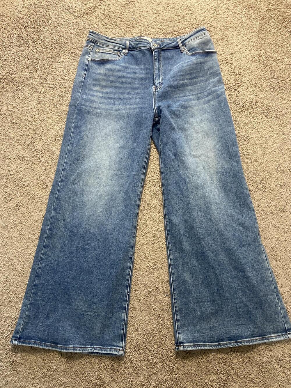 Special A Jeans Womens 3XL Blue High Rise Wide Leg Medium Wash Denim Pants
